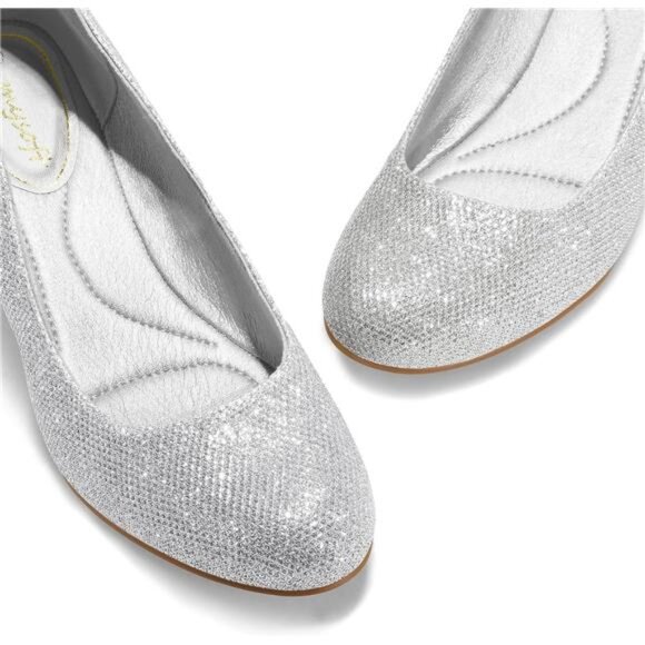 Women's Pumps Low Chunky Block Heel Round Toe Comfortable Dress Shoes - Picture 5 of 7